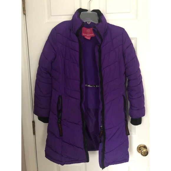 Weatherproof Puffer Coat Girls size 12 Purple w/Thumbhole Cuffs - No Hood - Picture 2 of 11